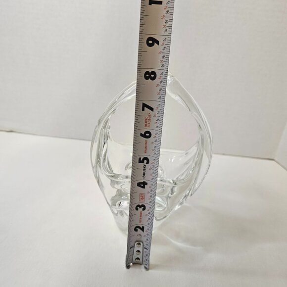 Clear Crystal Basket Split Handled Glass Vase Candy Holder - Picture 8 of 10